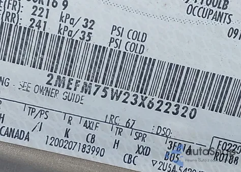 2003 Mercury Grand Marquis Ls from USA, damaged, VIN 2MEFM75W23X622320